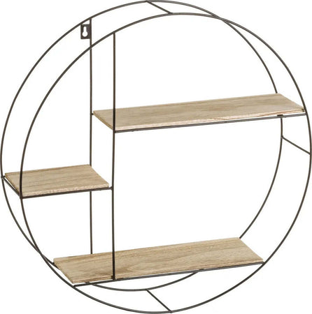 Mensola-Parete-Rotonda-3-Mensole-Ripiani-Scaffale-Moderno-Legno-Naturale-e-Nero