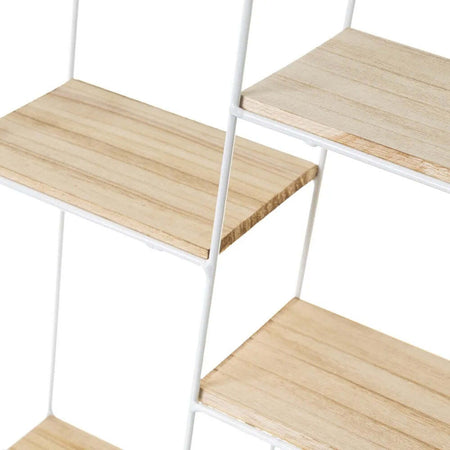 Mensola-Parete-Rotonda-4-Ripiani-Mensole-Scaffale-Legno-Metallo-Bianco-e-Acero