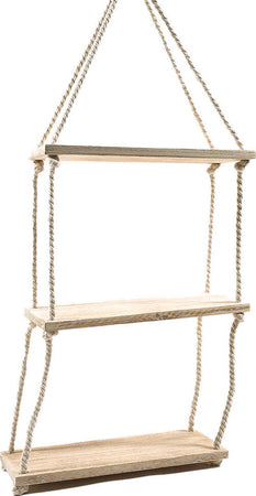 Mensola pensile a 3 ripiani in legno appendibile con corda da 95 cm Casa e cucina/Organizzazione interni/Porta oggetti cassetti e scaffali/Mensole da muro Decor Space - Altamura, Commerciovirtuoso.it