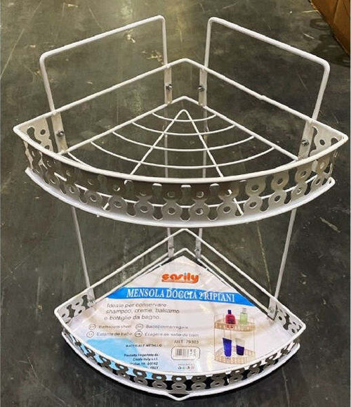 Mensola-Per-Doccia-Angolare-2-Ripiani-Porta-Oggetti-Bagno-Metallo-Bianco-79303