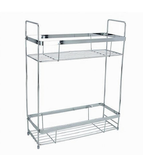 Mensola Per Doccia Bagno Rettangolare 2 Ripiani Portaoggetti 30,5x12x38 Cm 79301
