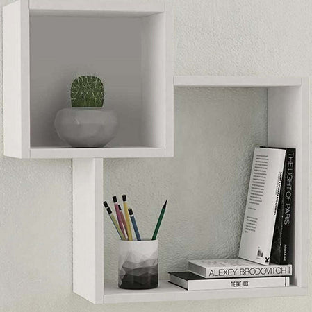 Mensola-Scaffale-da-Parete-2-Elementi-Bianca-Salvaspazio-Arredamento-Moderno