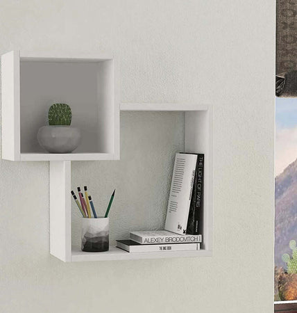 Mensola-Scaffale-da-Parete-2-Elementi-Bianca-Salvaspazio-Arredamento-Moderno