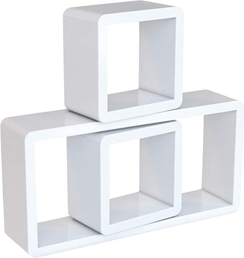 Mensole A Cubo Set Di 3 Da Parete Stile Retró Bianco Casa e cucina/Organizzazione interni/Porta oggetti cassetti e scaffali/Mensole da muro Liquidator Italia - Nicosia, Commerciovirtuoso.it