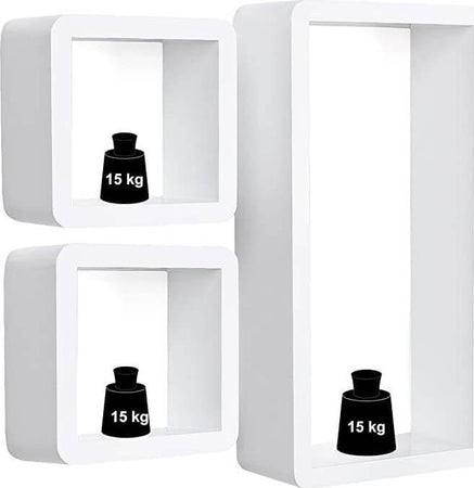 Mensole A Cubo Set Di 3 Da Parete Stile Retró Bianco Casa e cucina/Organizzazione interni/Porta oggetti cassetti e scaffali/Mensole da muro Liquidator Italia - Nicosia, Commerciovirtuoso.it