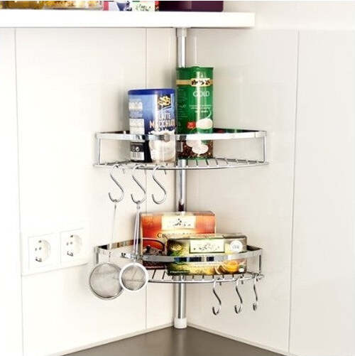 Mensole-Ad-Angolo-Alpina-Cucina-Con-Barra-Telescopica-+-6-Ganci-Mensola-Scaffale