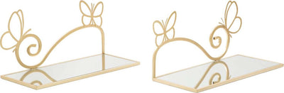 Mensole-da-parete-in-metallo-color-oro-ripiano-in-vetro-set-da-2