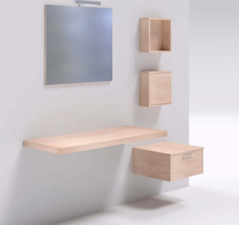 Mensolone in laminato sospeso per lavabi da appoggio e cassettiera Frassino Tranche Casa e cucina/Bagno/Mobili da bagno/Mobiletti con lavabo Ogomondo - Martina Franca, Commerciovirtuoso.it