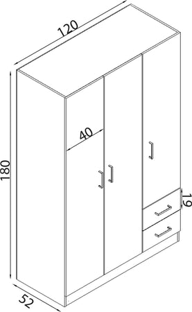 MERIN---armadio-di-design-con-3-ante-2-cassetti-Quercia-Chiaro-Milani-Home