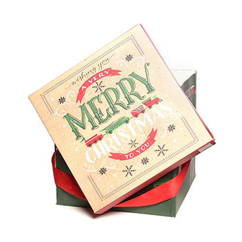 Scatola porta panettone in cartoncino con decorazioni natalizie 28.5 cm