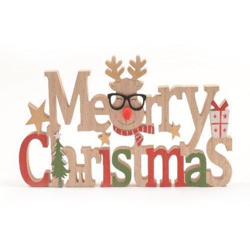 Scritta decorativa Merry Christmas in legno decorazione natalizia