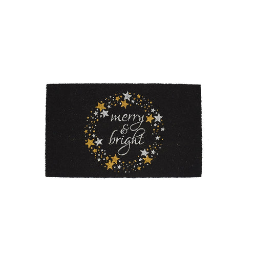 Tappeto zerbino con glitter oro decorazione natalizia 45 x 75 cm