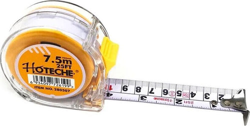 Metro-Flessibile-Misura-7.5-Mt-Ritiro-Automatico-Flessometro-Tasto-Blocco-Hoteche
