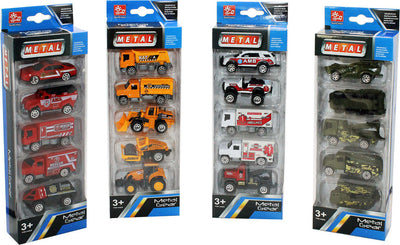 Mezzi-Lavoro-ed-Emergenza-Pack-5-pezzi-metallo-Kidz-Corner