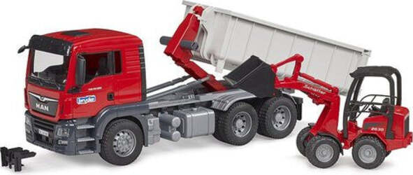 Mezzo-cantiere-Bruder-03767-MAN-Camion-Tgs-con-Container-e-Ruspa-Schae