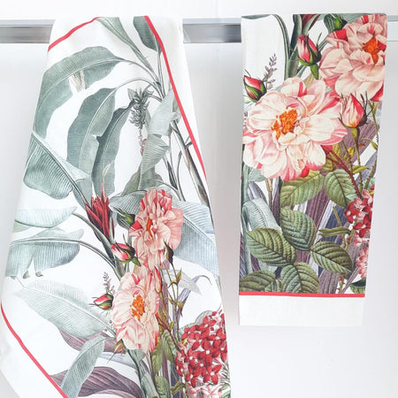 Set di 4 canovacci Creole Firenze in 100% cotone, modelli Bacche, Maiorca, Crocus, Flores, Maila, misura 50x70 cm, eleganti e Made in Italy.