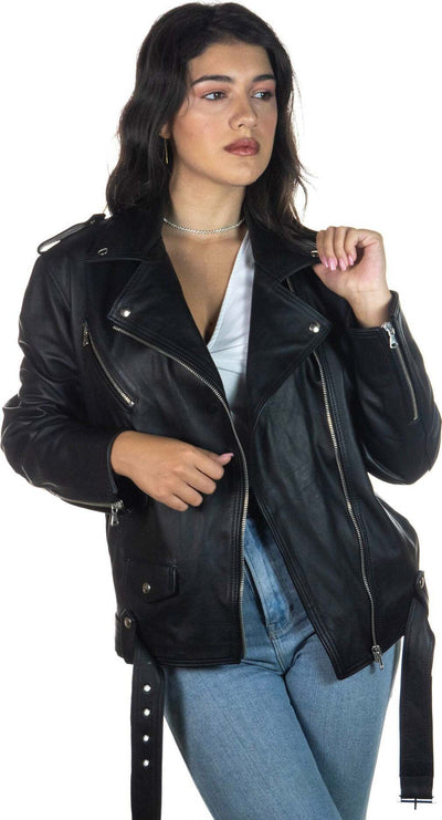 Mia---Chiodo-Donna-oversize-Nero-in-vera-pelle