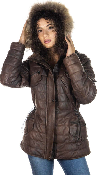 Miami---Piumino-Donna-Testa-di-Moro-in-vera-pelle