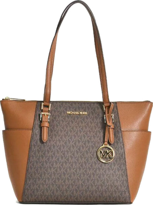 MICHAEL-Michael-Kors-Borsa-tote-Charlotte-grande-con-logo-e-cerniera-superiore-in-pelle