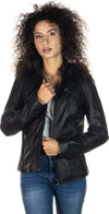 Michelina-Cap---Giacca-Donna-Nera--con-Cappuccio-in-vera-pelle