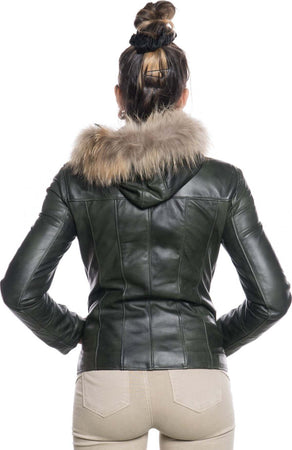Michelina-Cap---Giacca-Donna-Verde-con-Cappuccio-in-vera-pelle