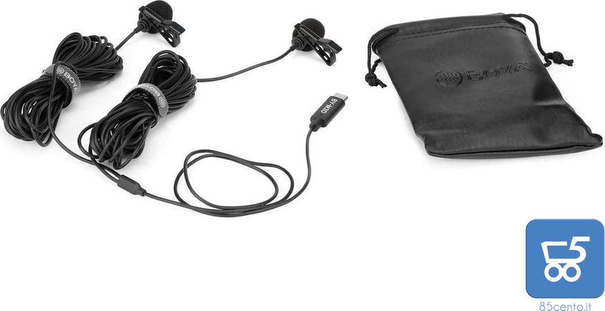 Microfoni Lavalier BOYA BY-M3D Digitali a Doppia Testa USB tipo C compatibili con iPad Pro, Mac PC