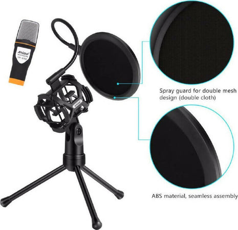 Microfono 3,5 mm a condensatore professionale per pc - smarphone con supporto per registrazioni e piastra antirumore, registrazione vocale conferenze ,canto, youtube, skype e gaming. Strumenti Musicali/Microfoni/A condensatore TradeKard - Acerra, Commerciovirtuoso.it
