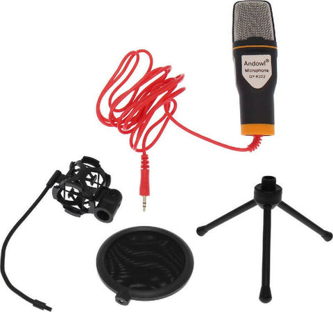 Microfono 3,5 mm a condensatore professionale per pc - smarphone con supporto per registrazioni e piastra antirumore, registrazione vocale conferenze ,canto, youtube, skype e gaming. Strumenti Musicali/Microfoni/A condensatore TradeKard - Acerra, Commerciovirtuoso.it