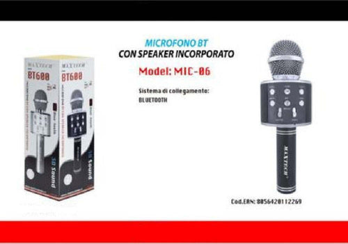Microfono Altoparlante Bluethoot Wireless Con Speaker Karaoke Maxtech Mic-06 Elettronica e telefonia > Accessori Audio e Video > Microfoni Trade Shop italia - Napoli, Commerciovirtuoso.it