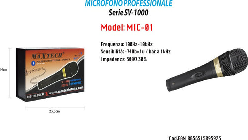 Microfono Con Cavo Per Karaoke Feste Dinamico 3.2 Mt 18cm Xlr-jack On/off Maxtech Mic-01 Elettronica e telefonia > Accessori Audio e Video > Microfoni Trade Shop italia - Napoli, Commerciovirtuoso.it