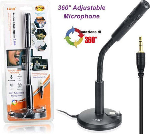 Microfono Da Tavolo Regolabile Jack 3,5mm Per Pc Notebook M580 Omnidirezionale Strumenti Musicali/Microfoni/A condensatore Trade Shop italia - Napoli, Commerciovirtuoso.it
