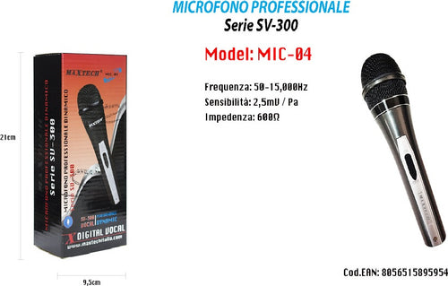 Microfono Dinamico Unidirezionale 18cm Cavo 2mt Xlr-jack On/off Karaoke Maxtech Mic-04 Elettronica e telefonia > Accessori Audio e Video > Microfoni Trade Shop italia - Napoli, Commerciovirtuoso.it