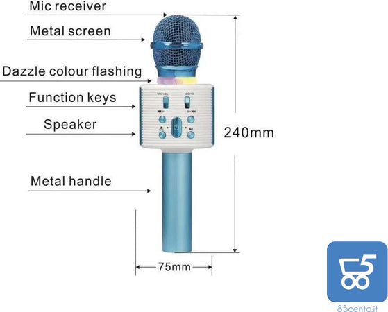 Microfono Giocattolo Portatile Wireless HiFi Speaker Radio FM USB TF Card