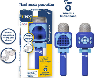 Microfono-Karaoke-Wireless-Tom-blu-I'Next