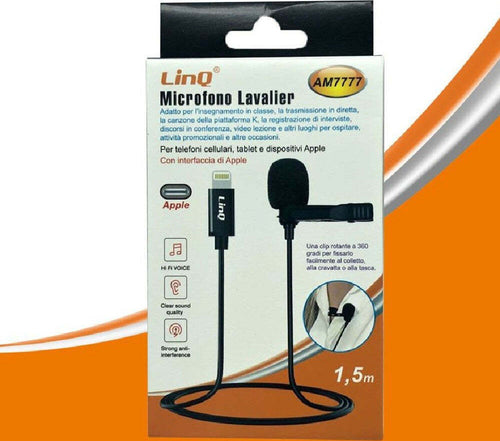 Microfono Lavalier Con Clip Colletto Bavero Plug Lightning Iphone 1.5mt Am7777 Elettronica/Informatica/Accessori/Accessori per audio e video/Microfoni per PC Trade Shop italia - Napoli, Commerciovirtuoso.it