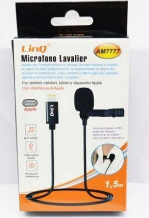 Microfono Lavalier Con Clip Colletto Bavero Plug Lightning Iphone 1.5mt Am7777 Elettronica/Informatica/Accessori/Accessori per audio e video/Microfoni per PC Trade Shop italia - Napoli, Commerciovirtuoso.it