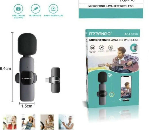 Microfono-Omnidirezionale-Clip-Cravatta-Bavero-Wireless-Usb-Smartphone