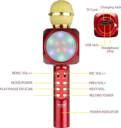 Microfono Portatile Wireless Con Bluetooth Karaoke Cassa Integrata Ws-1816 Elettronica e telefonia > Accessori Audio e Video > Microfoni Trade Shop italia - Napoli, Commerciovirtuoso.it