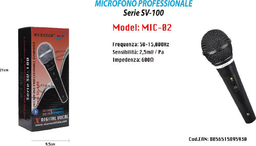 Microfono Unidirezionale 17,5cm On/off Cavo 2mt Xlr Jack Karaoke Maxtech Mic-02 Elettronica e telefonia > Accessori Audio e Video > Microfoni Trade Shop italia - Napoli, Commerciovirtuoso.it