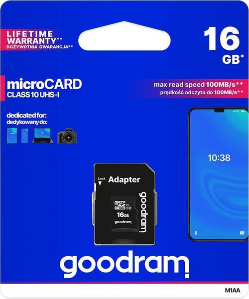 microSD-16GB-CARD-class-10-UHS-I-+-adapter---retail-blister-Goodram