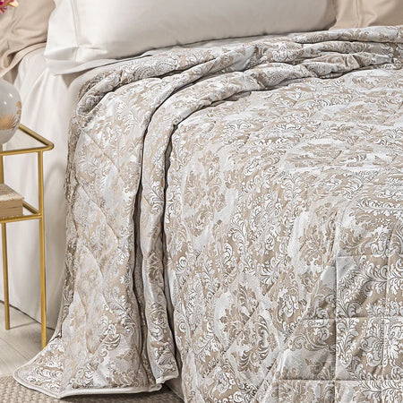 Copriletto Trapuntato In Raso Jacquard Mida Matrimoniale - Caleffi