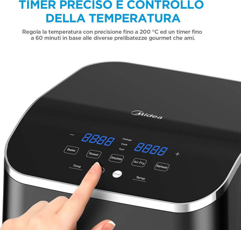 MIDEA-MF-CN55D2-Friggitrice-ad-Aria-XXL-5.5-Litri-Senza-Olio-4.8L-NERA