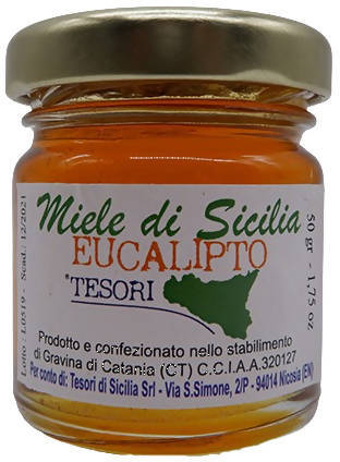 Miele Di Sicilia Eucalipto 50 gr. Miele Tradizionale Prodotto 100% Italiano da Api Italiane con Vitamina C Miele Tesori Di Sicilia - Nicosia, Commerciovirtuoso.it