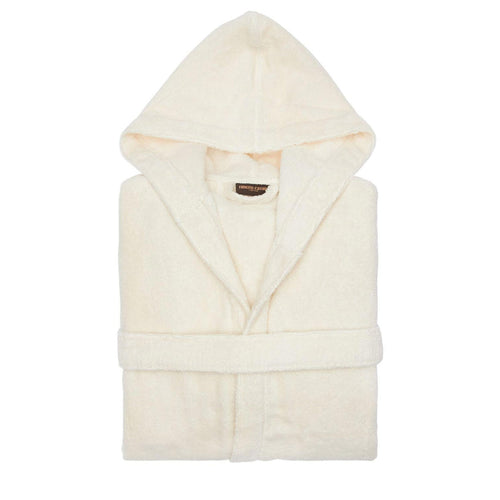 Accappatoio Roberto Cavalli Gold New taglia XXL, colore ivory, in spugna di cotone con cappuccio, morbido e di lusso, prodotto Made in Italy.