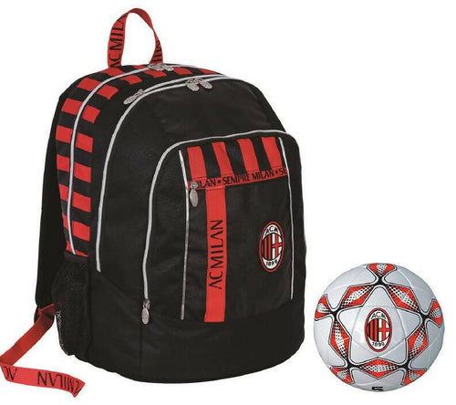 Milan Zaino per La Scuola Bambino E Ragazzo Zaino Advanced Seven Nero Rosso Con Spallacci Regolabili