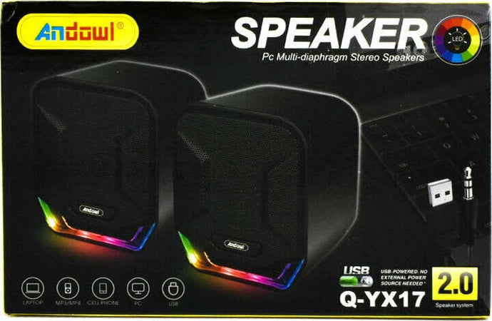 Mini Altoparlanti Casse Per Computer 3w Cablati Con Luce Rgb Led Q-yx17 Jack Usb Elettronica/Home Audio e Hi-Fi/Altoparlanti/Sistemi di altoparlanti Trade Shop italia - Napoli, Commerciovirtuoso.it