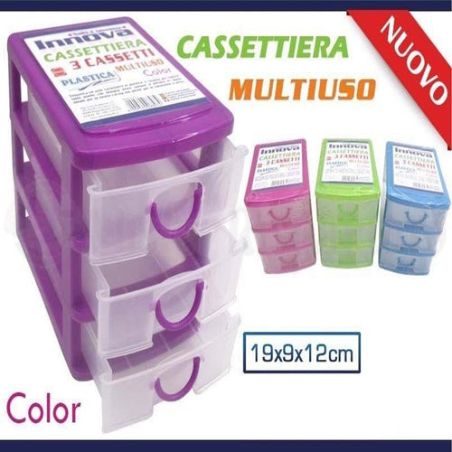 Mini Cassettiera 3 Cassetti Colorata Multiuso Plastica Minuteria Cotone Casa e cucina/Organizzazione interni/Porta oggetti cassetti e scaffali/Cassettiere Trade Shop italia - Napoli, Commerciovirtuoso.it