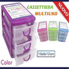 Mini-Cassettiera-3-Cassetti-Colorata-Multiuso-Plastica-Minuteria-Cotone