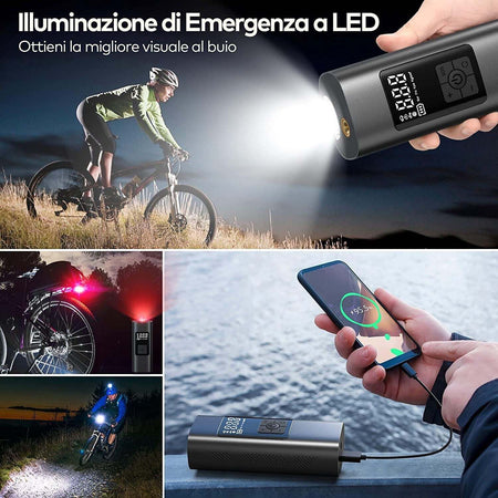 Mini Compressore Aria Portatile Auto Moto Gonfiatore Bici Elettrico con Batteria Auto e Moto/Cerchioni e pneumatici/Accessori e parti/Compressori portatili Zencoccostore - Formia, Commerciovirtuoso.it