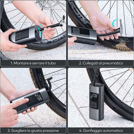 Mini Compressore Aria Portatile Auto Moto Gonfiatore Bici Elettrico con Batteria Auto e Moto/Cerchioni e pneumatici/Accessori e parti/Compressori portatili Zencoccostore - Formia, Commerciovirtuoso.it